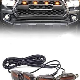FABTEC Universal 4 X 4 Daytime Running Light Led Car Grill Raptor Style Emergency Warning Off-Roading Light for All Car/Truck/SUV (Yellow) (Set of 4 Pcs)-21