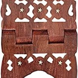 BUY N RELAX Handcrafted Wooden Rehal | Holy BookRest Reader for Quran Ramayan Bible Gita Guru Granth Sahib | Religious Book Stand | Decorative Rehal - 12 inch-14