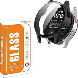 OpenTech Hard Silicone Protection Case Cover with Attached Screen Protector Compatible for Samsung Galaxy Smart Watch 6 (44 mm) Full Coverage (Black)-2