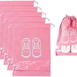 Shoe Bags Pouches Travel,Shoe Bags for Storage at Home, Essential Shoes Cover and Organizer for Travelling,Travel Shoe Pouch with Large Window (Pink, Pack of 5 (L))-image-6