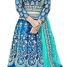 Women's Silk Net Semi-Stitched Lehenga Choli With Dupatta (Khushbu-Rasam1K-1023_Turquoise_Free Size)-picture-16
