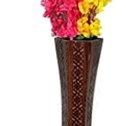 Decorative Wooden Floor Vase, 24 x 4 inches, Brown with Carved Pattern, Tall Flower Holder-image-27