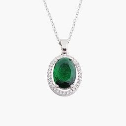 Pendant Necklace Silver For Women & Girls with Oval Crystal & American Diamonds | Traditional Women's Jewellery | Stylish Girls' Chains & Necklaces, Birthday, Gift- Set of 1-image-95