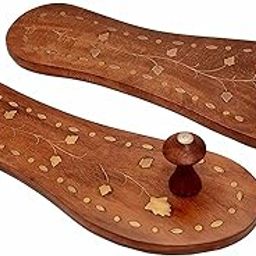 Khadau For Pooja | khadau chappal for men stylish | Traditional Indian Wooden Sandals - Unisex Khadau Slippers for Casual Wear and Yoga Practice(10 inch)-picture-35