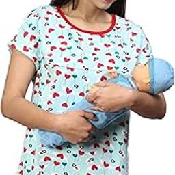 Sillyboom Premium Cotton Women's Pregnancy Maternity Feeding T-Shirt, Nursing Top Tee Round Neck Half Sleeves T-Shirt for Pregnant Women-image-51