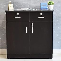 SamDecors Engineered Wood Two Door and Two Draw Jeff Filing Storage Kitchen Home Office Cabinet Shoe Rack with Three Compartments (Colour - Black)-image-54