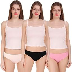 Women’s Seamless Hipster Underwear No Show Panties Invisibles Briefs Soft Stretch Bikini Underwears (Pack of 3)(Beige & Black & Pink)-image-7