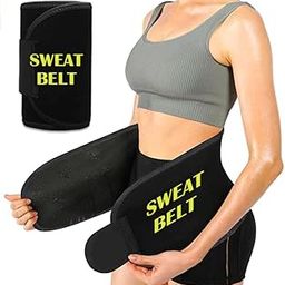 Sweat Belt for Women Weight Loss | Premium Sweat Slim Belt for Women & Men, Waist Belt for Tummy Exercise Black-image-53