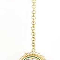 18K Gold Plated Red & OffWhite KundanStudded & Small Pearl Beaded Handcrafted Maang Tikka for Women & Girls, Perfect for Any Occasion-image-31
