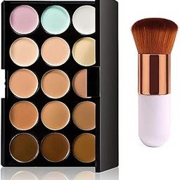 15 Colors Contour Face Cream Makeup Concealer Palette with mini foundation brush (Multicolor)-31