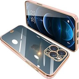 iPhone 12 Pro Case, Clear, Transparent, iPhone 12 Pro Cover, Smartphone Case, Full Protection, Shockproof, TPU, Plated, Silicone, Slim, Thin, Strap Hole, Drop Prevention, Pink-image-79