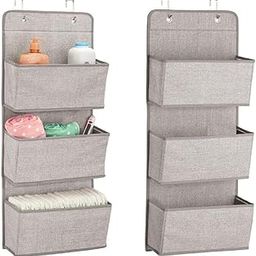 SKYFUN (LABEL) Collapsible Fabric 3-Layered Pocket Wall Door Cloth Wardrobe Hanging Storage Cabinet Hanger Bags Box Organizer-Grey- Set Of 1, Utensils, Grey-2