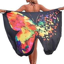 Beach Wear for Women Butterfly Print Beach Dress Beach Print Sandproof Swimsuit Cover Up Beach Mat Lightweight Beach Outfits-image-93