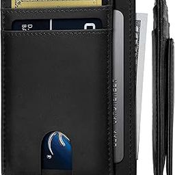 Front Pocket Wallet with Mag-netic Money Clip Minimalist RFID Genuine Leather Wallets for Men Slim Credit Card Card Holder | 8 to 10 Card Slots (Black)-image-97