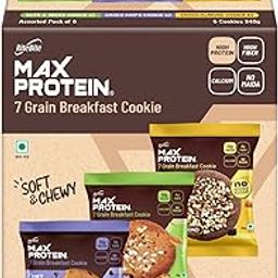 RiteBite Max Protein Assorted Cookies with 10g Protein, 4g Fiber | No Maida, GMO Free, No Preservatives | 7 Grain Breakfast Cookies, 55g (Pack of 6)-image-34