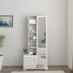 Spacewood Dressing Table | Arctic | 3 Year Warranty | 5 Shelves & 2 Drawer, Vanity Table for Bedroom, Living Room, and Home| Engineered Wood | High Gloss White-4