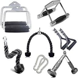 Gym Accessories attachments Combo: Rowing, D Handle, V Handle, Rope Handle with Safety Locks etc-image-97