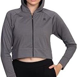 Sports Women JUST-DRY Gym Training Zipper Crop Jacket with Thumphole-image-19