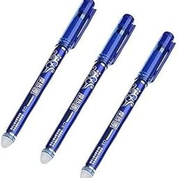 Arvachin Erasable Gel Pen with attached Magic Wipe Eraser (0.35mm) - Pack of 3 pens - Fine Point Blue Ink-image-86