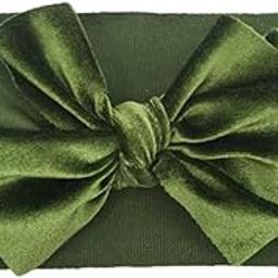SYGA Baby Headbands Soft Velvet Bow Strechable Hairbands Newborn Infant Toddlers Kids 0-3 Years (Dark Green)-image-85
