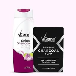 Vcare Small Onion Shampoo (200ml x 3) with FREE Activated Bamboo Charcoal Soap (100g) - Hair Fall Control & Scalp Health Combo-image-98