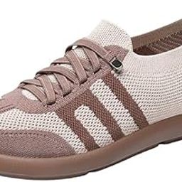 carl vinson® Women’s Breathable German Training Shoes – Lightweight Woven Slip-On Mom Shoes for Spring| 36 | Camel Color-picture-27
