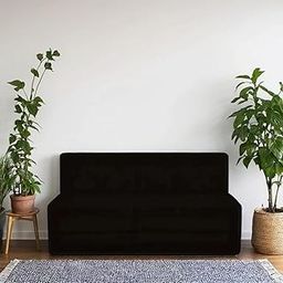PumPum 2 Seater Sofa Cum Bed Velvet Fabric- Washable Cover- Size 3' X 6' Ft Perfect for Home & Office for Guests (Black)-image-103