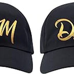 Mom and Dad Cap Set, Black with Gold Text, Matching Family Hats-image-3