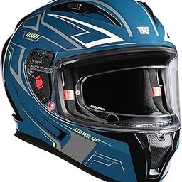 Royal Enfield Speedx Helmet Full Face Gearup | ISI and DOT Certified Riding Helmet | Anti-Fog Pinlock System | Better Scratch Resistance | Dual EPS for Perfect Fitting & Absorb Impact Teal (XL) 62 CM-28
