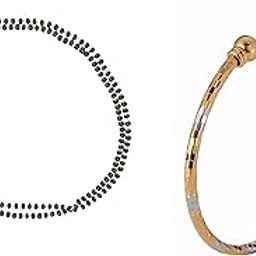Designer Black Gold Plated or Silver Bangle Style Hand Mangalsutra Bracelet and Kada for Women-2