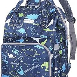 Elemenopeee Premium Baby Diaper Bag for Mothers | Spacious Waterproof Backpack with Multiple Pockets for Easy Organization | Stylish and Durable (Dinosaur Blue)-image-51