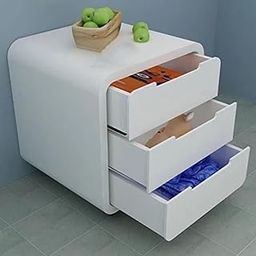 Osian Art Bedside Table for Bedroom with Drawers with 3 Drawer Storage Nightstand for Bedroom, Wooden End Table, Table with Drawer Sheesham Wood (White)-image-44