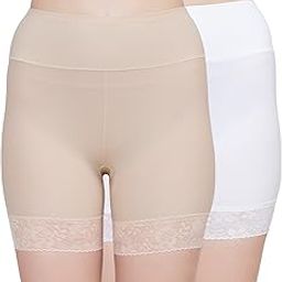 Lace Trimmed Seamless Under Dress Cycling Shorts for Women,Size S to L (Pack of 2)-image-30