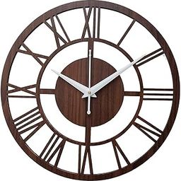 Clockiva Wooden Brown Designer Analog Wall Clock Ii Roman Wall Clock For Living Room Bedroom (12 Inch) (Brown)-16
