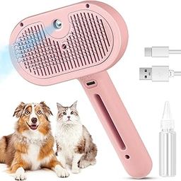 Steam Brush for Shedding Pets - Self-Cleaning Grooming Comb with Water Tank for Long & Short Haired Cats and Dogs (Pink)-image-58