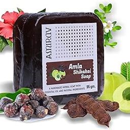 Amirav Amla Aritha Shikakai Natural Handmade Soap with Hibiscus & Bhringraj | Reduces Hair Fall, Prevents Scalp Irritation, Repairs & Moisturizes Damaged Hair - Pack of 4 (Shikakai)-image-6