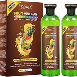 PRO ADS Professional Fruit Vinegar Hair Color NATURAL BROWN Hair Dye for men woen without Ammonia (500ml x2) Natural No Harmful chemicals-image-83