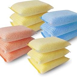Ecommer Sponge Scrub for Utensils & Kitchen, Non-Scratch Scrubber for Dishes Multicolor Pack of 12-image-50