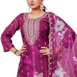 ORGANZA PRINT SALWAR SUIT Art Silk Salwar Suit with Heavy Embroidery-image-33