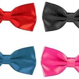 Bowtie Mens Classic 4pcs Combo Pre-tied Satin polyster Formal Bow tie Set For Boy Women and Men & Adjustable Length and Many Colors in bulk-image-95