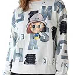 Casual, Long-Sleeve Sweatshirt with a Playful and Stylish Design| White Color | Free Size-image-20