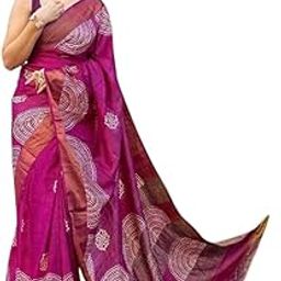 RAJMALA Women's Floral Elegance Tussar Silk Digital Printed Saree with Matching Blouse Peice-picture-1