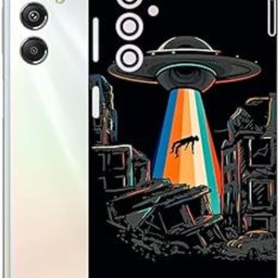 AtOdds - Samsung Galaxy M34 (5G) Mobile Back Skin Sticker - Lamination - Rear Screen Guard Protector Film Wrap (Coverage - Back+Camera+Sides) (Design - Alien Invade)-picture-25
