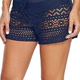 Women Board Shorts Bikini Bottom Swimsuit Skort Swimdress (Blue35, S)-image-40