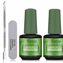 Gleevia Professional Nail Polish Remover Kit, In 3 mins Quickly Removes Soak-Off Gel Polish UV Art Nail Lacquer (Don't Hurt Nails) with Pusher, Scraper & Mini Filer - Combo Kit-14