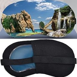 MIVOMOJ Premium Reusable Cooling Gel Eye Mask For Sleeping - Hot & Cold Therapy For Puffy Eyes, Dark Circles, Headache Relief, Eye Strain - Adjustable Strap, Soft Fabric Backing, Ideal For Travel, Meditation & Relaxation - Unisex Sleep Aid Mask For Men & Women (EM41)-32