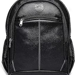 20 Litres Leather School/College & Travel Laptop Backpack For Unisex - Black-image-19