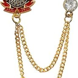 Crystal King Crown Anchor Label Pin With Hanging Chain Label Pin Suit Red Gold Brass Brooch For Men And Boys-image-0
