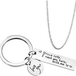 Drive Safe' Touching Message Keychain Pendant with Chain for Men and Women-14