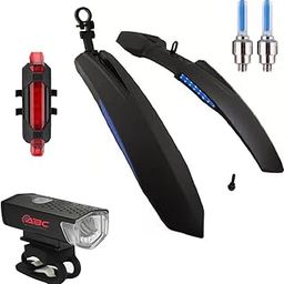 ABC Bicycle Front & Rear Mudguard with Reflective Tape and Iron Fitting + Cycle Waterproof Rechargeable Front Rear and Valve Light (Blue)-picture-12
